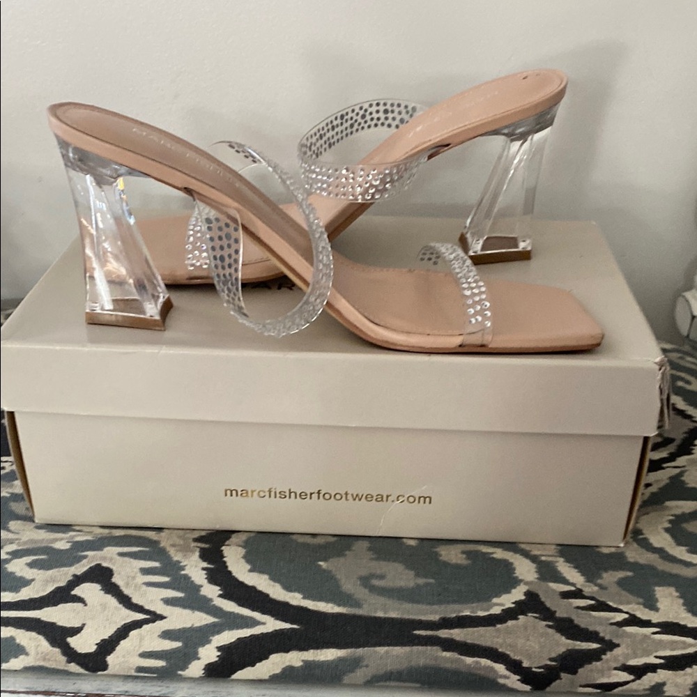 Marc Fisher Cream Heels with Rhinestone Embellishments